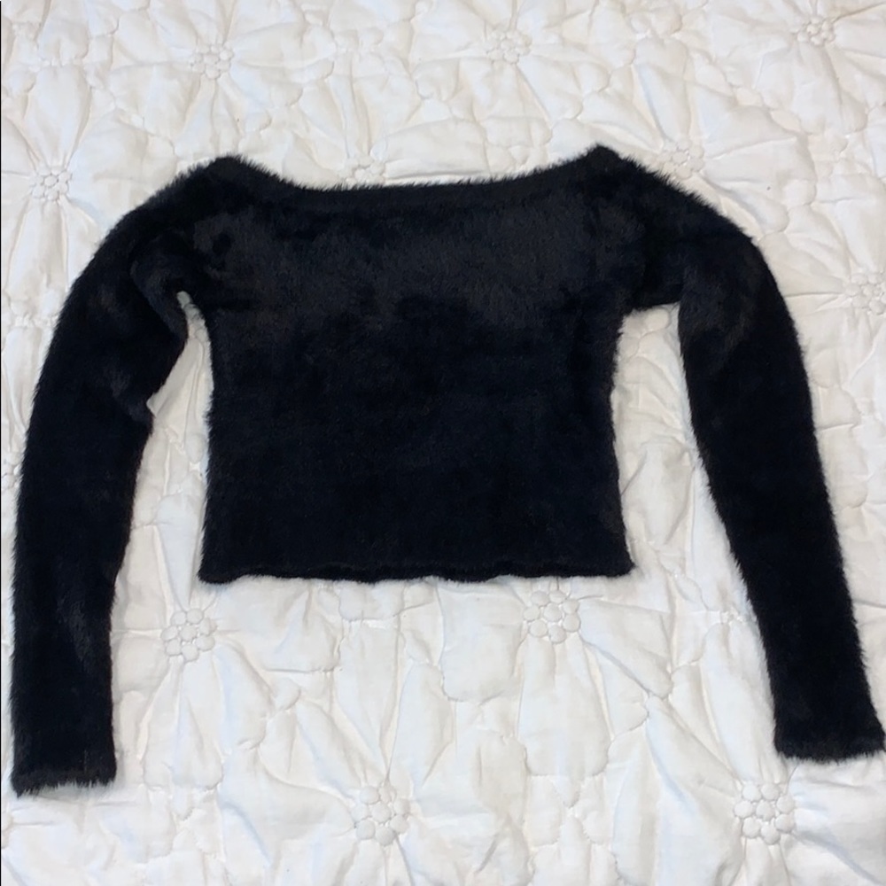 Off the shoulder fuzzy top